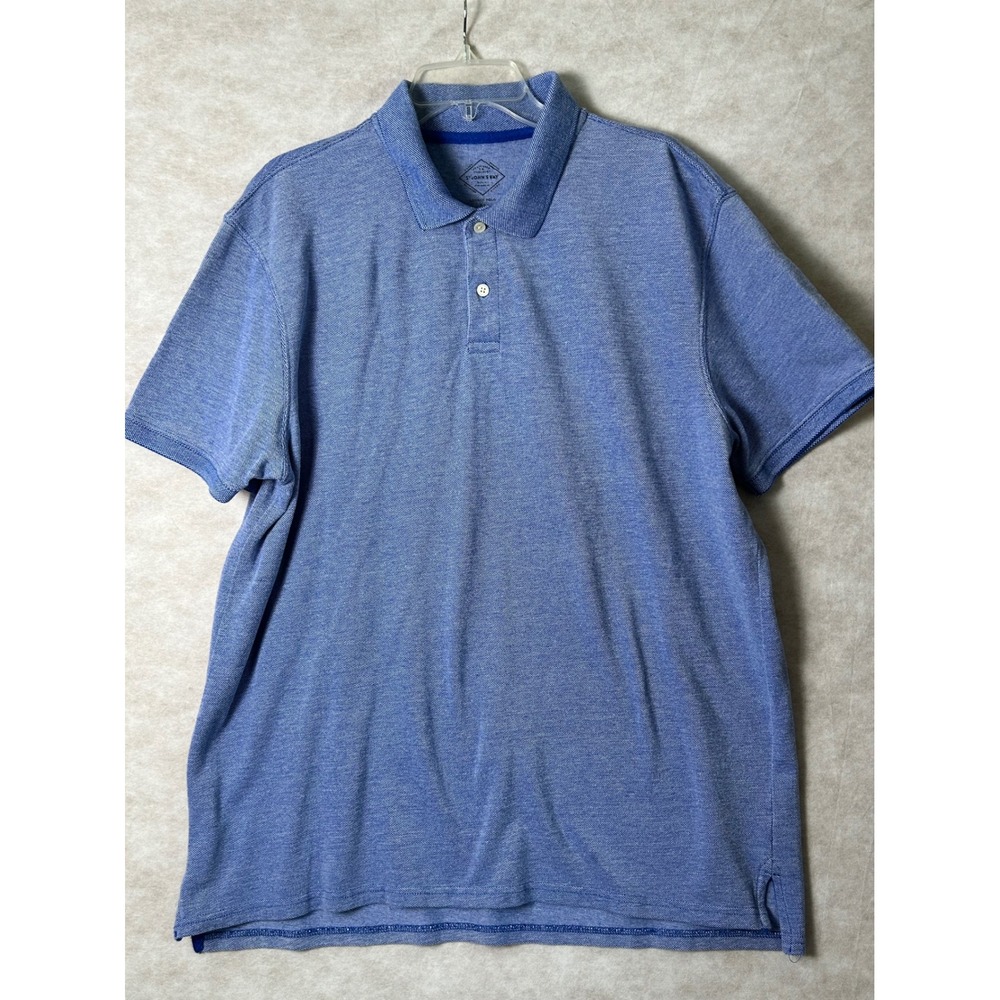 St Johns Bay Legacy Polo Shirt Mens XL Blue Marl Pique Cotton Short Sleeve‎